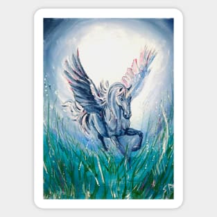 Flying pegasus in Moonlight Sticker